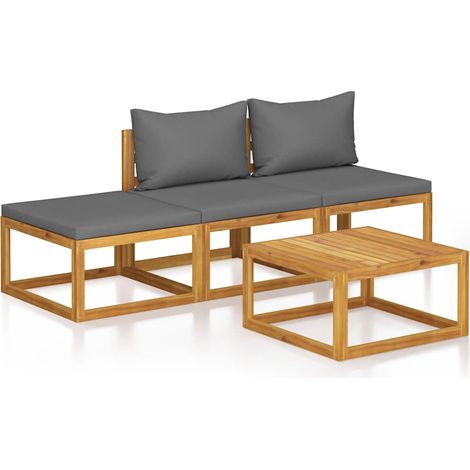 Set Divani da Giardino 4 pz Salotto da Giardino con Cuscini in Massello di Acacia (1/5)