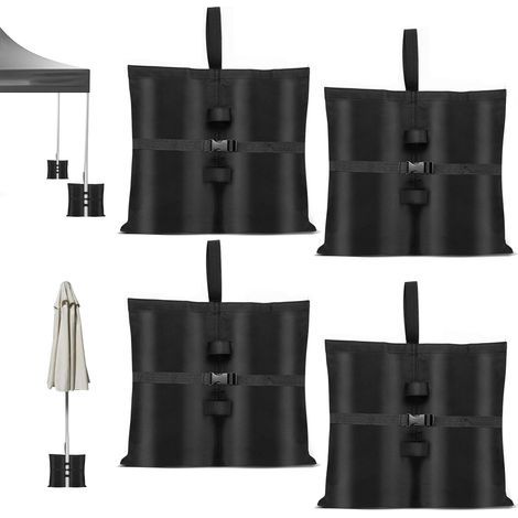 4 Pieces Poids pour Tonnelle, Sac de Sable en Tissu ImperméAble 800D Oxford pour Lestage Tonnelle, Sandbag pour Remplir Les TentéS et Les Pavillons et Parapluie Pliant Bar de Jardin, Noir (40 38cm) (1/5)