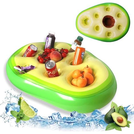 Poolbar mit Obst, Getränkehalter, aufblasbar, 2-in-1, großes Fassungsvermögen, schwimmender Getränkehalter mit 8 Löchern, für Partys, Sommer-Flaschenhalter (1/5)