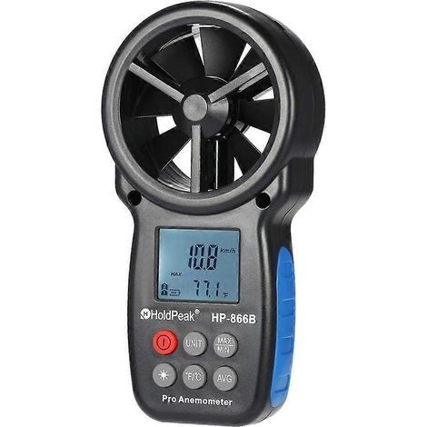 L'anémomètre numérique mini LCD HP-866B mesure la vitesse du vent, la vitesse de l'air et la température, et comprend un couvercle arrière. (1/5)