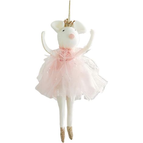 Weihnachtsbaumschmuck: Gekrönter Engel, rosa Plüschanhänger, Weihnachtsdekoration (1/5)
