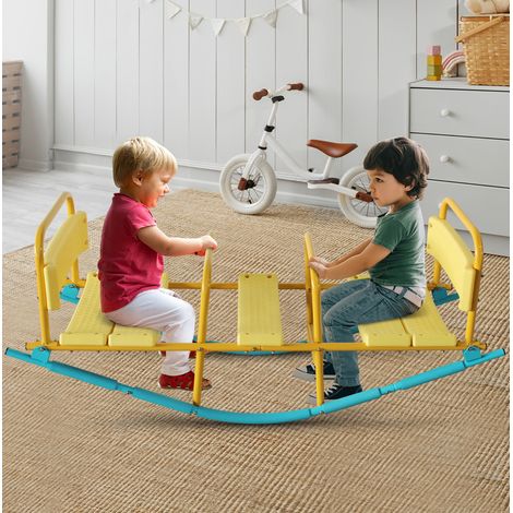 Kinderschaukel für 3 Plätze 132,99 cm aus Stahl und Kunststoff, blau und gelb OKMYHOME (1/5)