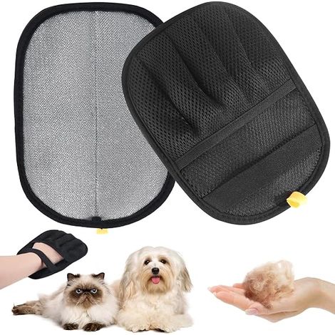 Gants en deux parties pour enlever les poils d'animaux - Gants de toilettage réutilisables pour chiens et chats (1/3)