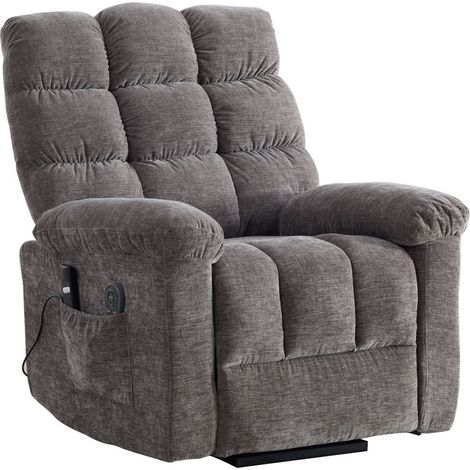 Fauteuil relax électrique avec massage –4 zones –Chauffage –8 points de vibration -Aide à la levée -Poches de rangement -Gris (1/5)