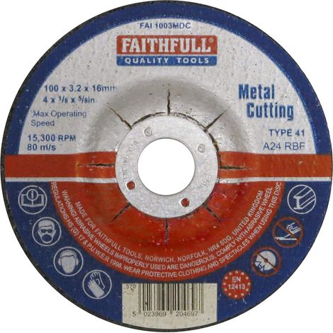 Faithfull 5023969204918 - Tagliare disco di centro depresso metallo 100 x 3.2 x 16