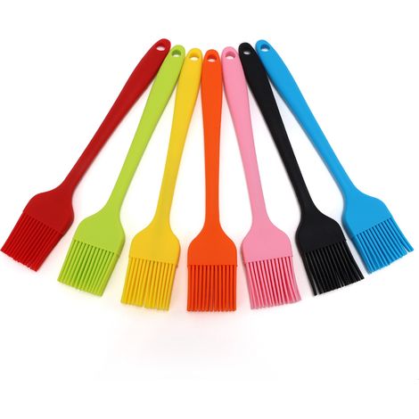 Set de 7 Pinceaux de Pâtisserie et Barbecue en Silicone - Brosse de Cuisine Résistante à la Chaleur pour Gâteaux, Marinades et Nettoyage - Accessoire Compact et Pratique-x (1/5)