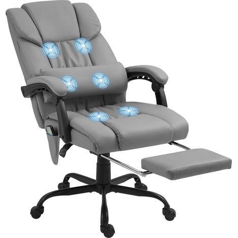 Fauteuil de bureau direction massant inclinable réglable gris (1/5)