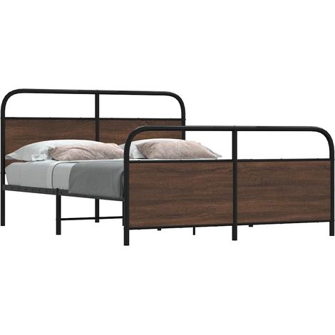 Metallbett ohne Matratze Braun Eichen-Optik 160x200 cm