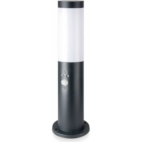 V-TAC Poller-Außenleuchte VT-838, IP44, E27, PIR-Sensor, Edelstahl, 450mm, VT-8965, grau