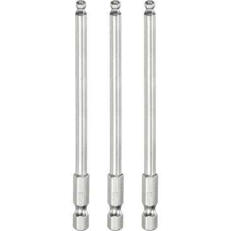 3pcs Embout de Tournevis Hexagonal à Extrémité Sphérique Ensemble 4mm (H4.0) Taille 1/4" Tige Hexagonale 100mm (4") Longueur Embouts à Rotule Magnétique Métrique en Acier S2 (1/5)