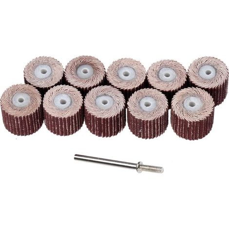 10pcs 240 Grit Dia 15mm Grinding Sanding Sandpaper Flap Wheel Disc avec 3mm Mandrel Set pour Dremel Rotary Tools (1/5)