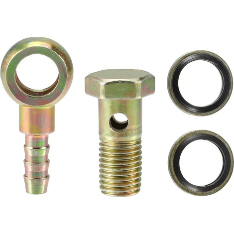 Kit Banjo Verrouillé pour Système De Freinage Fer Cuivre  Fer et Cuivre, 12mm/8mm, Vis 19x34mm, Joint 24x45mm, Inclus: 1B+1V+2R, Applic: Air/Carburant, Moteur (1/5)