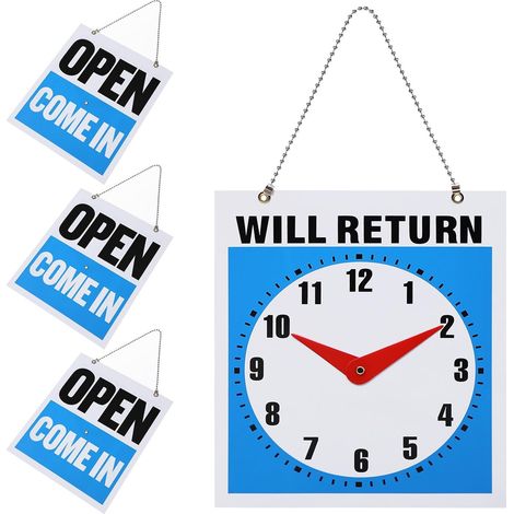 Pannello posteriore reversibile in plastica a 4 pezzi con orologio e indicatore di apertura della porta regolabile, ideale per aziende e bar professionali. (1/5)