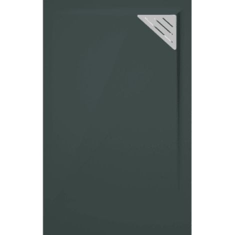 Plato de ducha resina TRINITY antracita  90x90 cm rejilla inox a la derecha