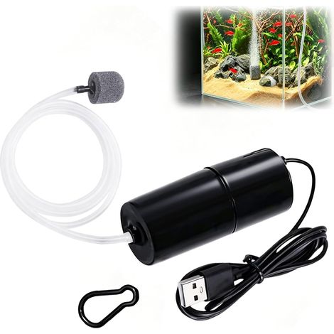 Mini USB Aquarium Air Pump, Portable Ultra Silent Fish Tank Bubbler with Air Stone and Silicone Tube, Energy Saving 1W Oxygen Aerator Pump for Fish Tank Small Ponds Outdoor Fishing