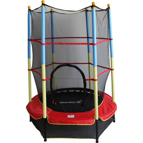 MaxxGarden Trampolino da Interno per Bambini, 140 cm, con Pali Imbottiti e Coperture per Bordi (1/6)