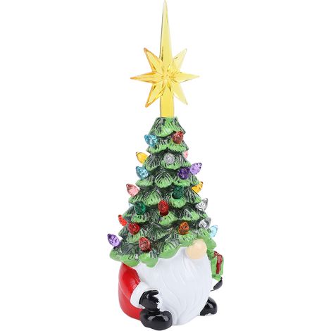 Décoration de sapin de Noël : gnome lumineux en résine, figurine naine, ornement anti-stress pour la maison ou le bureau. (1/5)
