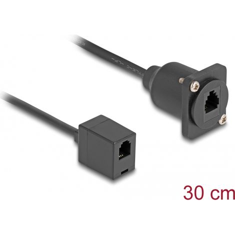 Delock Cable RJ10 tipo-D hembra a hembra negro 30 cm