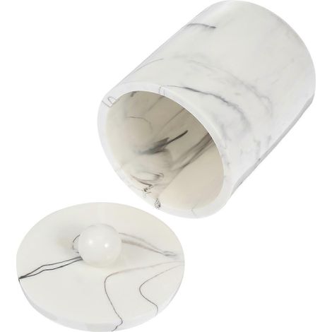 Boîte de rangement pour cure-dents et cotons-tiges en marbre veiné (1 pièce) avec couvercle (1/5)