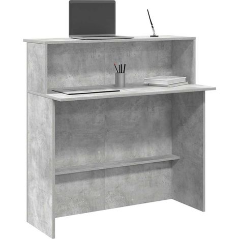 vidaXL Banco Reception Grigio Cemento 100x50x103,5cm Legno Multistrato