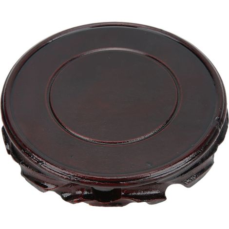 Runder, multifunktionaler Retro-Holzständer mit Schnitzereien – elegant und ideal als Dekoration oder Geschenk. Innendurchmesser: 12 cm, Höhe: 2,5 cm. (1/5)