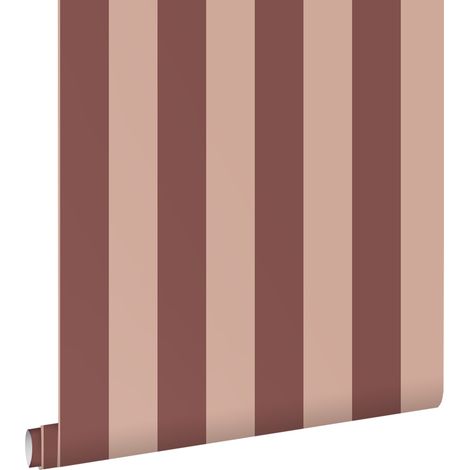 papier peint rayé rouge bordeaux et rose - ESTAhome