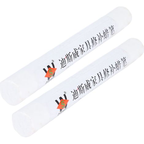 Lot de 2 crayons de réparation pour meubles et sols, pour retouches de rayures, en bois composite blanc. (1/5)
