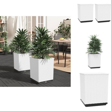 Jardinières 2 pcs blanc 30x30x37 cm polypropylène - Jardiniere Blanche - Pots De Fleurs Exterieur - Decoration Jardin - Pot Plante - Bac Fleuri (1/5)