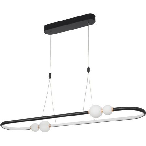 Merano Angeles Bar Suspension Plafonnier Dimmable Noir Aluminium Verre Opale LED 44.2W 2660Lm 3000K 100