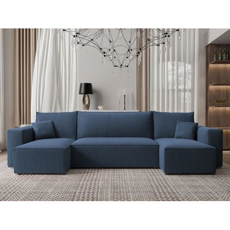 Wohnlandschaft Sofa mit Schlaffunktion ADARA in Stoff Poso Blau