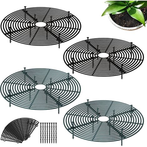 4 Pièces Protection Plante Chat 30 cm Noir Vert (1/5)
