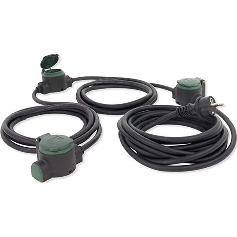 Extensión eléctrica IP44 10 m Negro y Verde