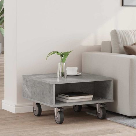 vidaXL Tavolino con Ruote Grigio cemento 50,5 x 50 x 30 cm