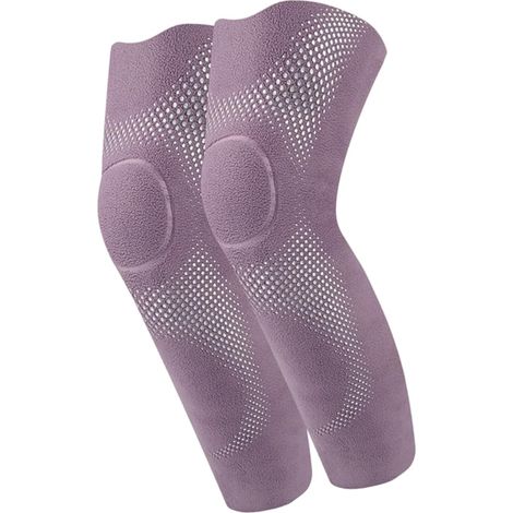 1 paire de genouillères thermiques unisexe, support élastique, jambières chaudes pour le ski et le cyclisme, genouillères, genouillères en polaire, violet (convient à un tour de jambe de 45 à 58 cm).