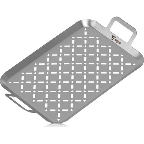 BBQ-Toro Edelstahl Grillschale  44 x 26 x 4,5 cm  Grillpfanne, Gemüseschale, Tropfschale