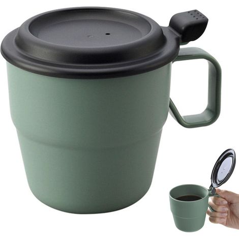 Tasse de Voyage Pliante en Silicone Vert, Tasse Isotherme avec Couvercle Anti-Fuite, Tasse Réutilisable pour Café et Thé (1/5)