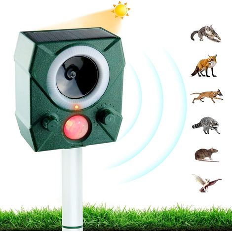 Répulsif pour chat extérieur 1pc vert, répulsif pour chat à ultrasons, répulsif pour chien, chargement solaire, chargement USB, prévenir les chiens et les chats, les oiseaux, pour le jardin, le répuls (1/3)