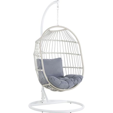 Hanging Chair with Stand ALBA PE Rattan White