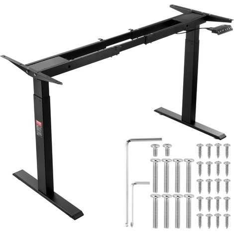Cadre de Bureau Debout Double Moteur, Hauteur Réglable 70-117 cm, Pieds de Bureau d'Ordinateur Électrique, Longueur 110-178 cm, Base pour la Maison, Noir, Cadre Uniquement, Plateau Non Inclus (1/5)