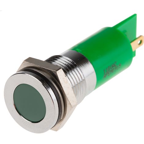 Voyant LED lumineux Vert RS PRO, dia. 14mm, 110V c.a., IP67 ( Prix pour 1 ) (1/2)