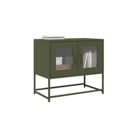 Meuble TV vert olive 68x39x60,5 acier laminé à froid (1/5)