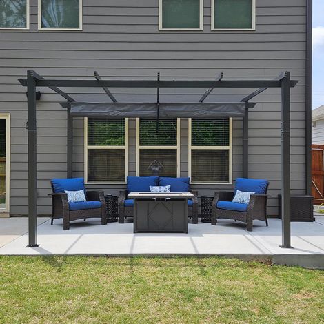 PURPLE LEAF Pergola Metall Garten Pavillon Pergola 3 x 4 m Wasserdicht Stabil Winterfest, Gartenpavillon Mit Sonnenschutz Überdachung, Grau (1/5)