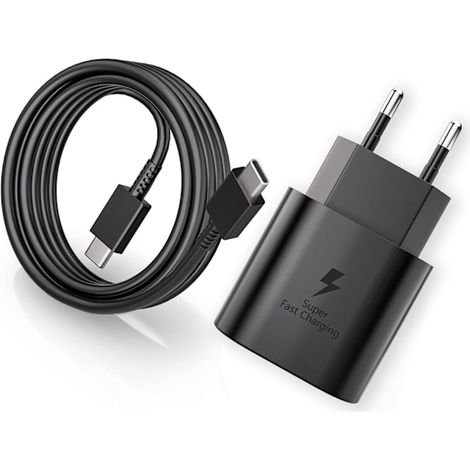 Chargeur rapide pour tous les modèles Samsung avec câble USB-C de 2 m (noir) (1/2)