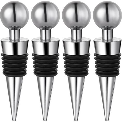 Lot de 4 bouchons réutilisables pour bouteilles de vin, champagne, prosecco, bière et spiritueux.