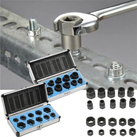 Coffret de 10 Extracteur de Boulon Verrouillage Douille Dégraissant outil de Filetage (Long) (1/4)