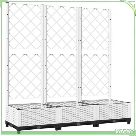 Jardinière avec treillis - FAFEICY - 153283 - Blanc - 120 x 40 x 121,5 cm - PP anti-choc (1/5)
