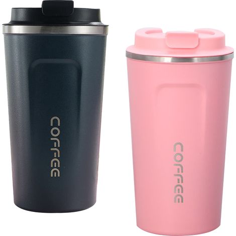 Tumbler Café - Acier Inoxydable Isolé Sous Vide - 380 ml - Pour Café Chaud ou Froid, Thé, Bière - Compatible Support-Boissons Voiture (1/5)