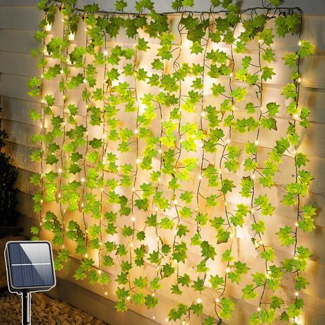Guirlande Lumineuse Solaire Exterieur 10M 100 LED Lierre Artificiel Guirlande, 8 Modes IP65 Étanche Guirlande Lierre Lumiere Solaire pour Jardin Terrasse Balcon Chambre (1/5)