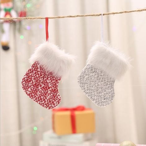 Weihnachtsbaum-Anhänger, kleiner Plüschstrumpf, Süßigkeiten-Geschenktüten, Hängedekoration für die Weihnachtsfeier (1/5)