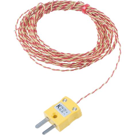 Thermocouple type K Ø 1/0.3mm, L 5m, +250°C max à Fiche mâle miniature ( Prix pour 1 )